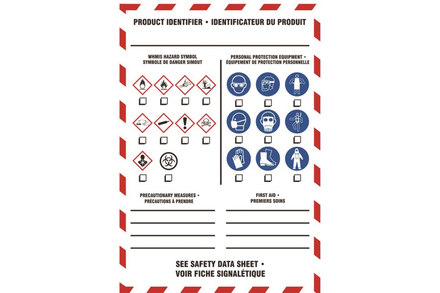 Accuform BILINGUAL SAFETY LABELS WHMIS PRODUCT IDENTIFIER Series