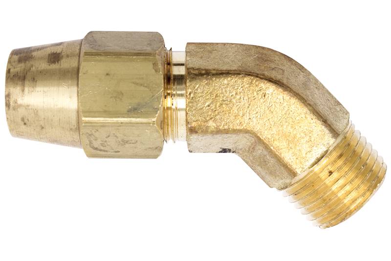 Anderson Metals-04095-0606 Brass Tube Fitting, 45 Degree Elbow, 3/8 Flare  x 3/8 Male Pipe