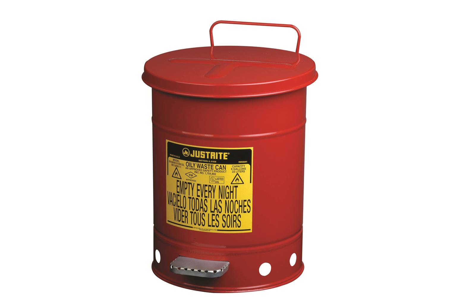 Justrite Safety Containment Systems - Red Oily Waste Cans | jst09100 ...