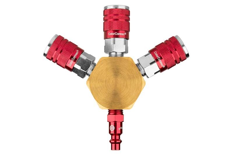 Legacy | A84444D | COLORCONNEX® 3-WAY FLAT HEX MANIFOLD, INDUSTRIAL, TYPE  D, RED, BULK