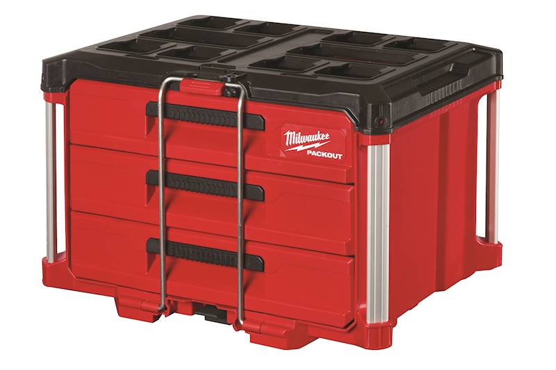 3-Tier Stackable Trolley Tool Box Storage Case Organize 19.5 x 28.5 x 12  Red 
