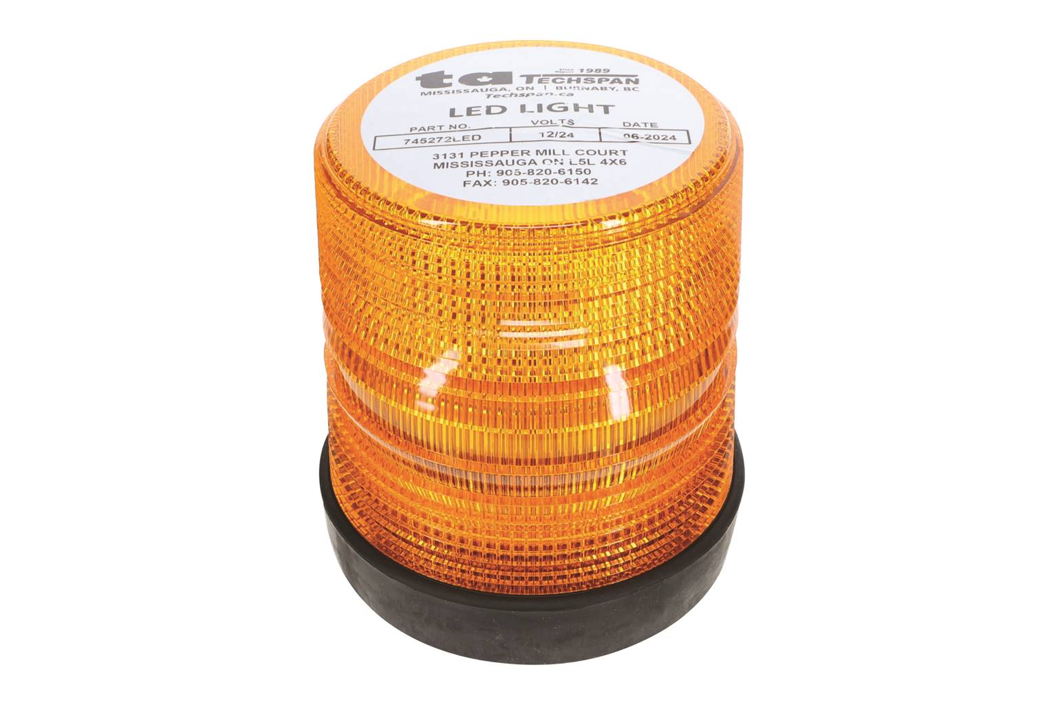 Techspan INTERMEDIATE RUBBER BASE LED WARNING BEACON tec745272ledea ohcanadasupply.ca